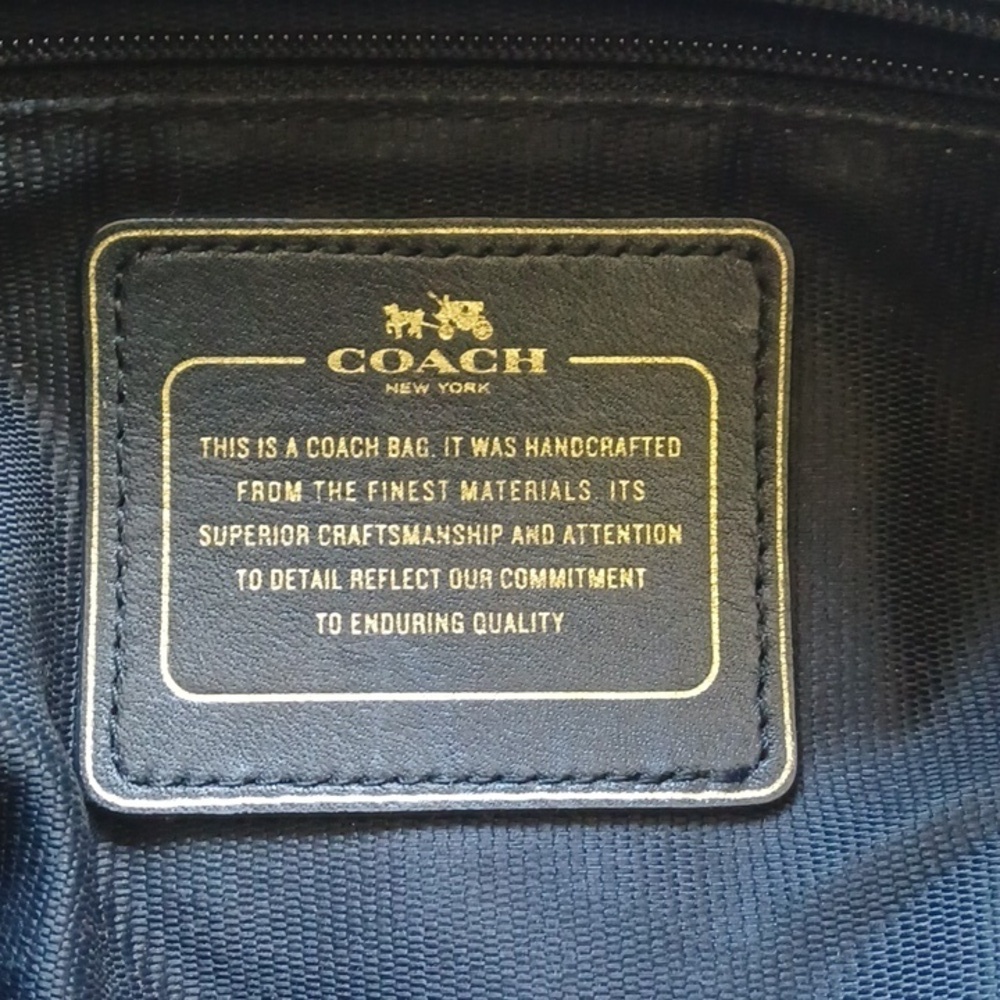 COACH 33736 MEDIUM SIZE GOLD, BLACK LEATHER METALIC HANDBAG - Picture 3 of 12